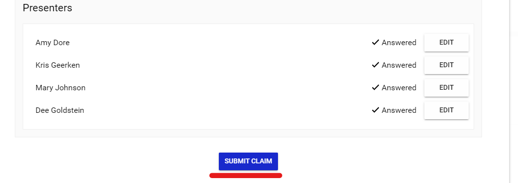 Submit Claim button screen capture