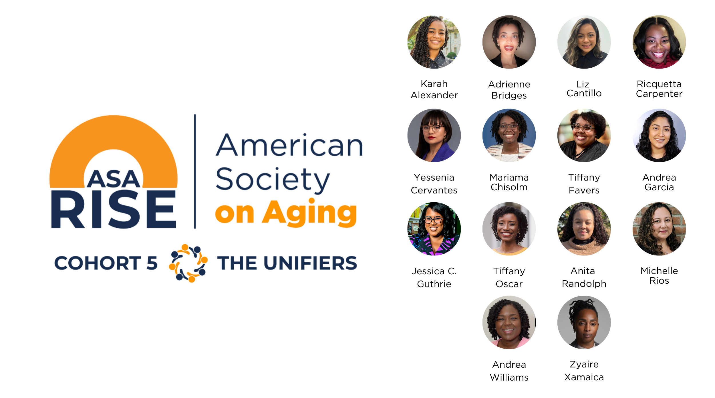 ASA RISE Cohort 5: The Unifiers Logo, Names and Photos of the Cohort